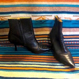Anne Klein black faux snake skin heeled boots